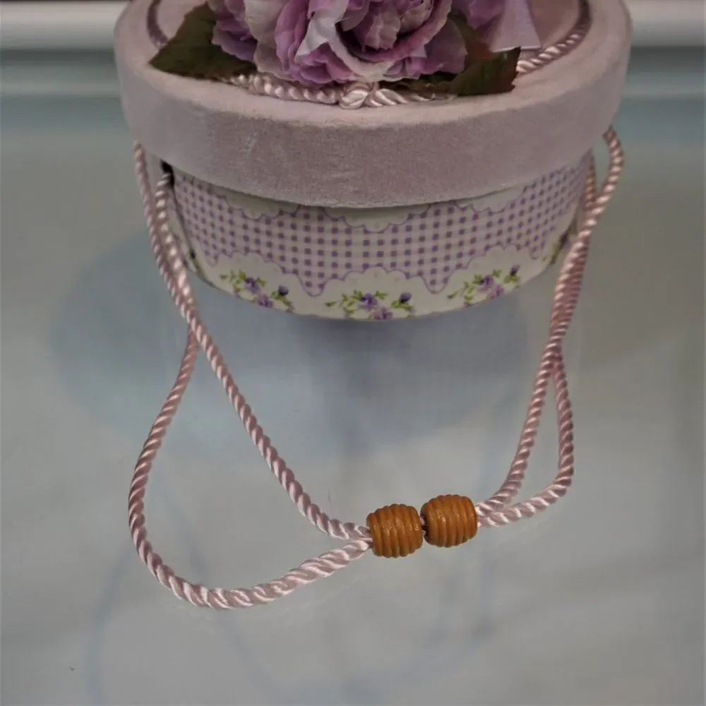 Vintage Decorative Gift Box Floral Lavender Round Keepsake Box Faux Flowers Lid